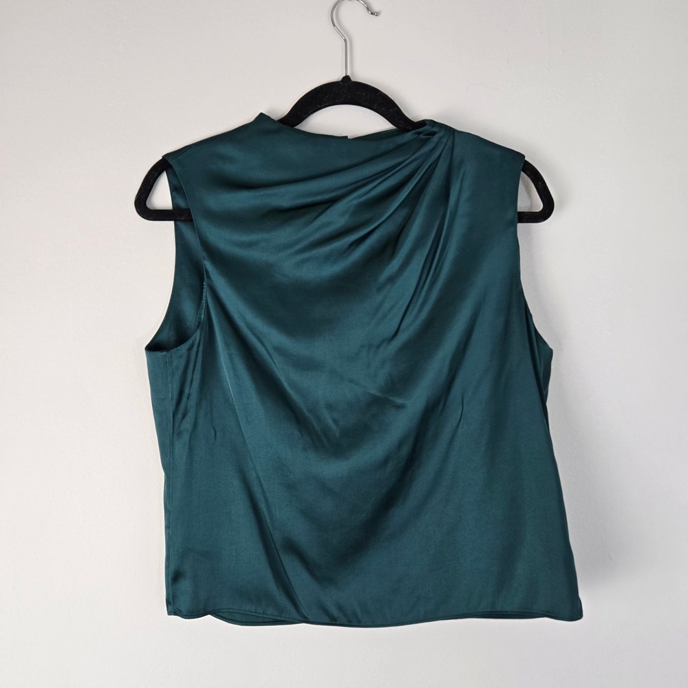 Abercrombie & Fitch Green Satin Drape Neck Sleeveless Top